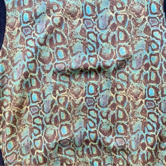 RACHEL Rachel Roy Snakeskin Print Button Cardigan Sweater Green Navy Size Small - Picture 6 of 15